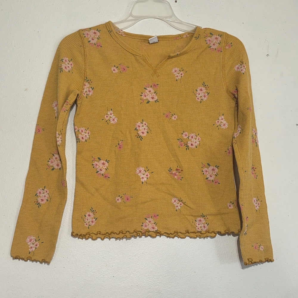 Old Navy Mustard Floral Kids Top (0198)